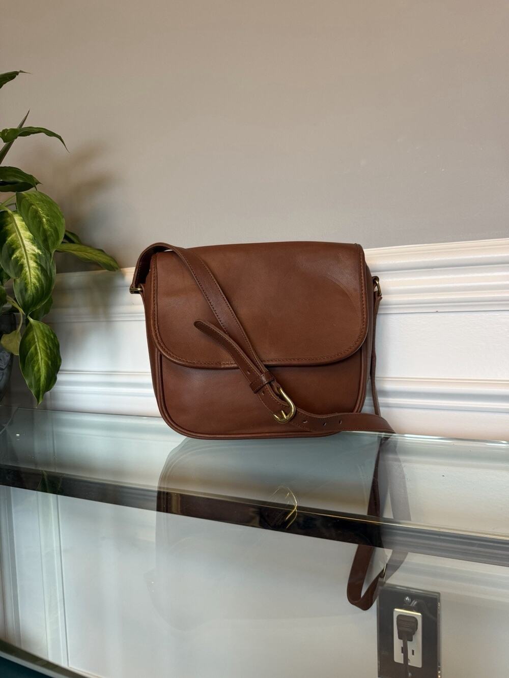 Vtg Coach 0401 Brown Leather Saddle Bag Crossbody USA Made Classic Flap Purse